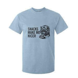 Funny Raccoon Eating Pizza T Shirt For Kid Snacks Make Me Nicer TS14 Light Blue Print Your Wear