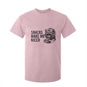 Funny Raccoon Eating Pizza T Shirt For Kid Snacks Make Me Nicer TS14 Light Pink Print Your Wear
