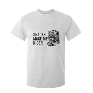 Funny Raccoon Eating Pizza T Shirt For Kid Snacks Make Me Nicer TS14 White Print Your Wear