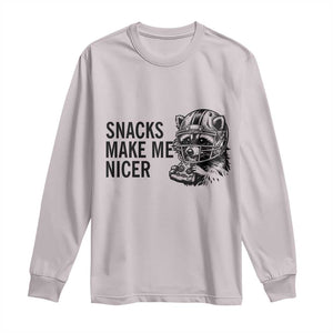 Funny Raccoon Eating Pizza Long Sleeve Shirt Snacks Make Me Nicer TS14 Ice Gray Print Your Wear