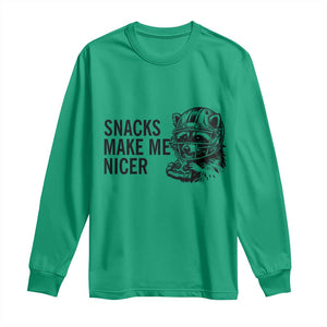Funny Raccoon Eating Pizza Long Sleeve Shirt Snacks Make Me Nicer TS14 Irish Green Print Your Wear