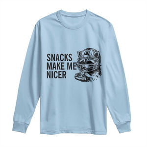 Funny Raccoon Eating Pizza Long Sleeve Shirt Snacks Make Me Nicer TS14 Light Blue Print Your Wear