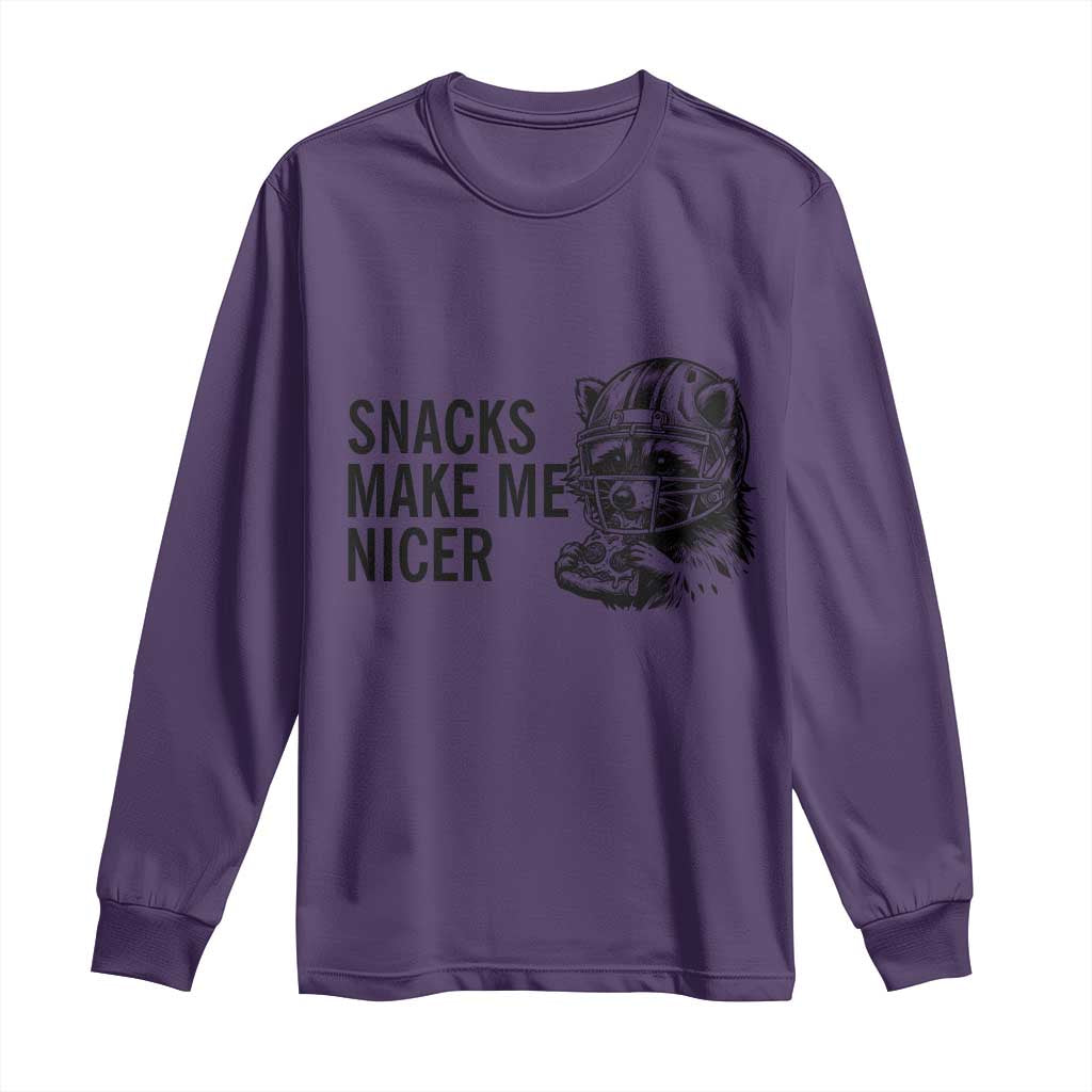 Funny Raccoon Eating Pizza Long Sleeve Shirt Snacks Make Me Nicer TS14 Purple Print Your Wear
