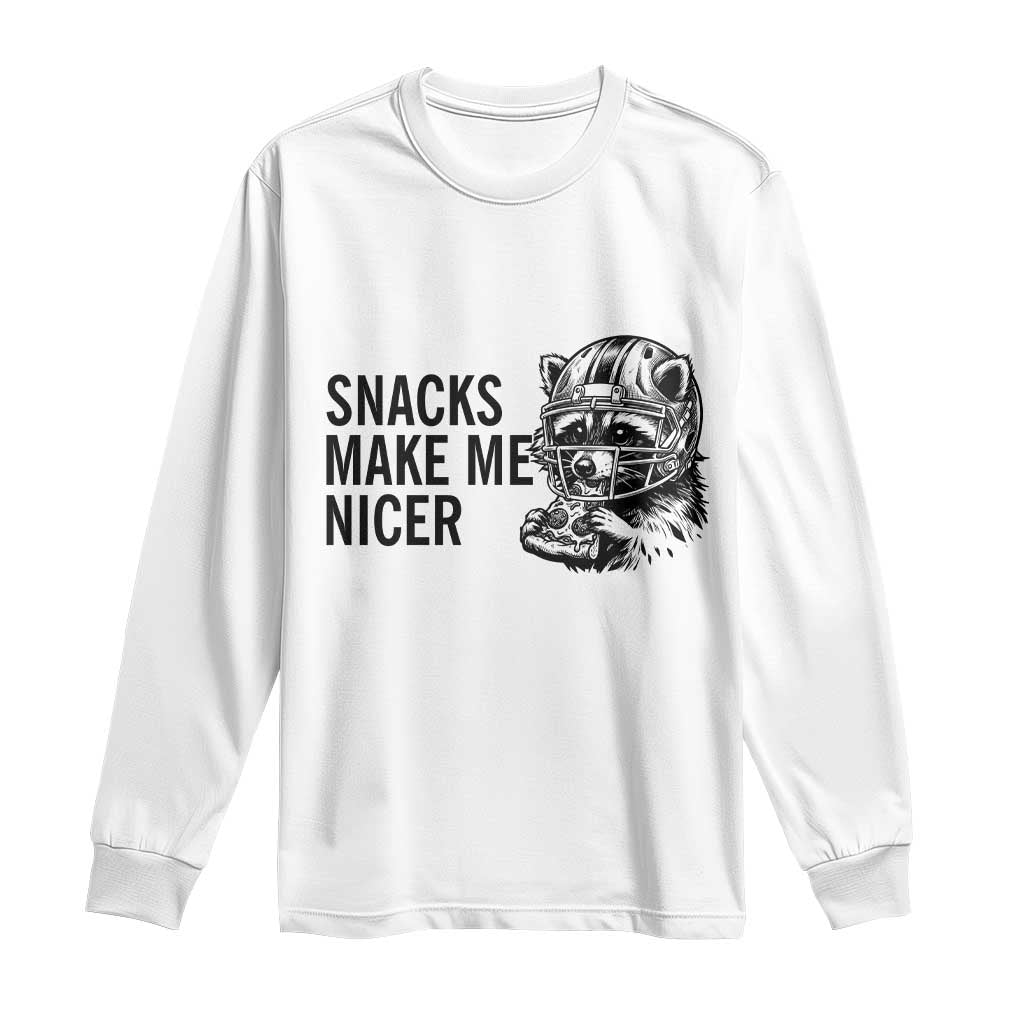 Funny Raccoon Eating Pizza Long Sleeve Shirt Snacks Make Me Nicer TS14 White Print Your Wear