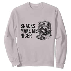 Funny Raccoon Eating Pizza Sweatshirt Snacks Make Me Nicer TS14 Ice Gray Print Your Wear