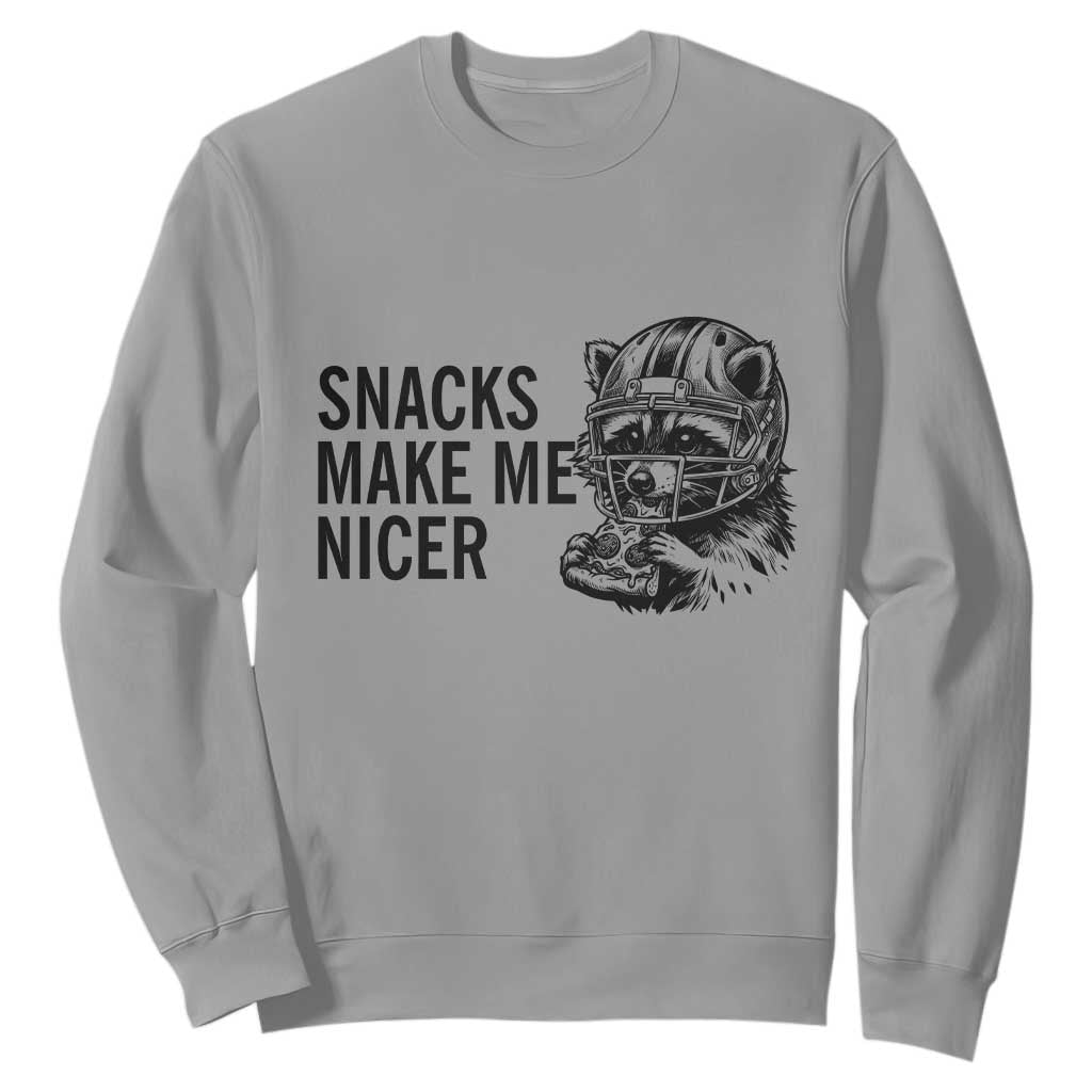 Funny Raccoon Eating Pizza Sweatshirt Snacks Make Me Nicer TS14 Sport Gray Print Your Wear