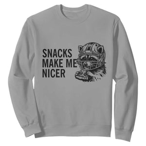 Funny Raccoon Eating Pizza Sweatshirt Snacks Make Me Nicer TS14 Sport Gray Print Your Wear