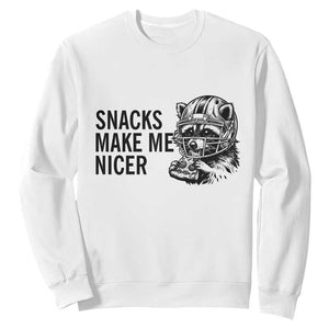Funny Raccoon Eating Pizza Sweatshirt Snacks Make Me Nicer TS14 White Print Your Wear