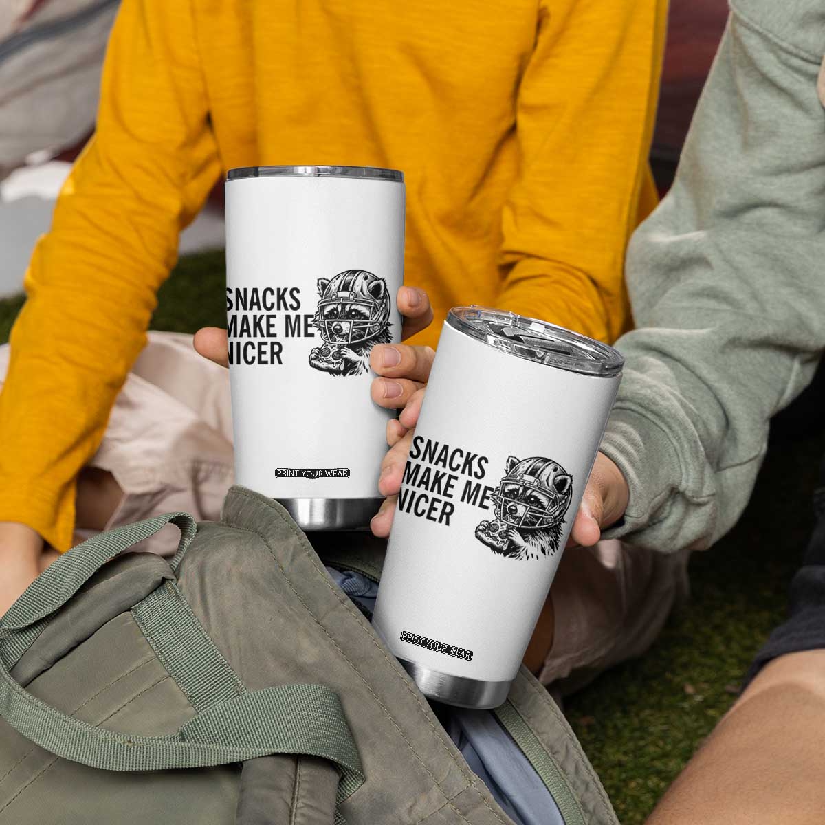 Funny Raccoon Eating Pizza Tumbler Cup Snacks Make Me Nicer TS14 Print Your Wear