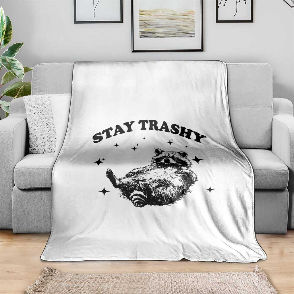 Funny Raccoon Meme Throw Blanket Stay Trashy TS14 Print Your Wear