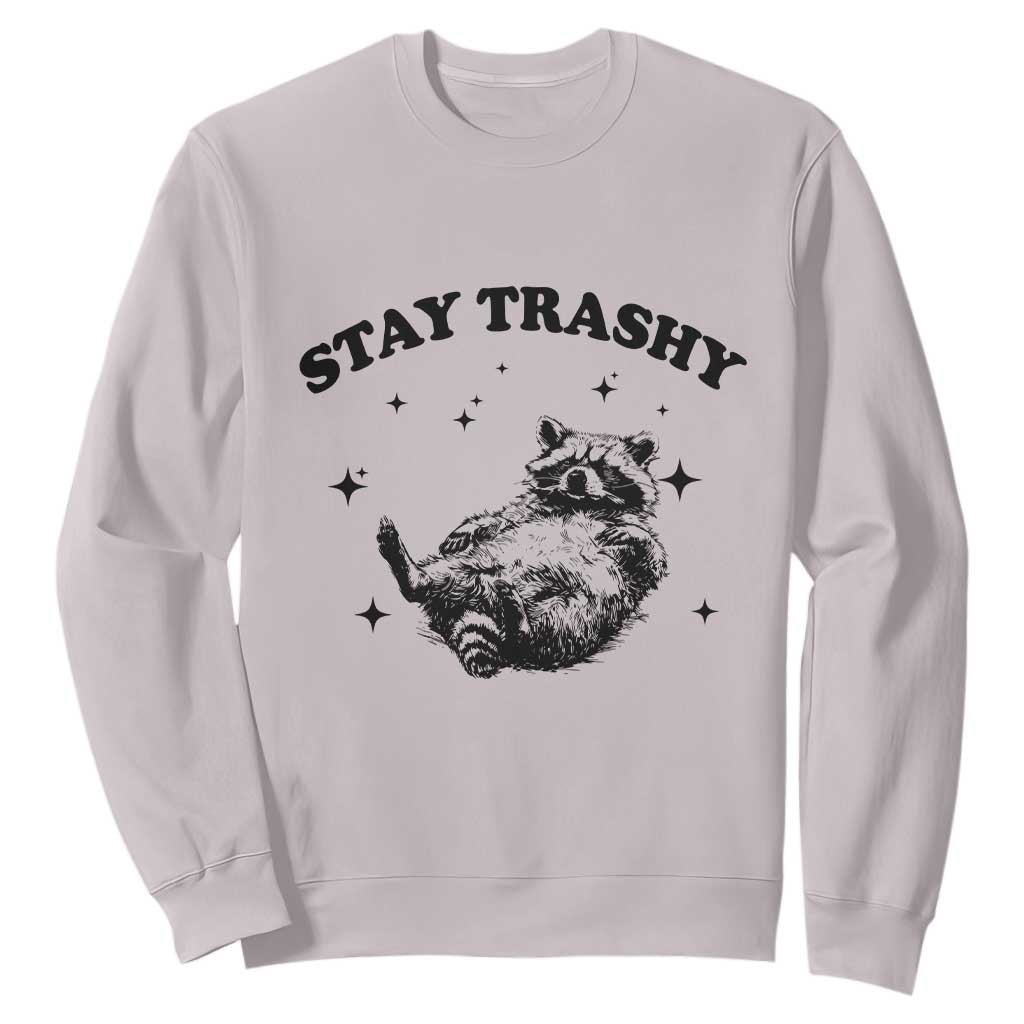 Funny Raccoon Meme Sweatshirt Stay Trashy TS14 Ice Gray Print Your Wear