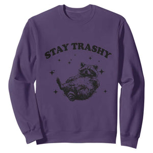 Funny Raccoon Meme Sweatshirt Stay Trashy TS14 Purple Print Your Wear