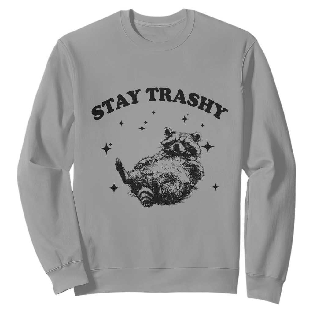 Funny Raccoon Meme Sweatshirt Stay Trashy TS14 Sport Gray Print Your Wear