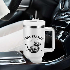 Funny Raccoon Meme Tumbler With Handle Stay Trashy TS14 Print Your Wear