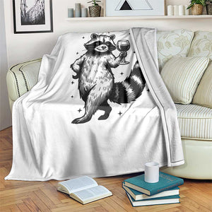 Stay Trashy Raccoon Throw Blanket Funny Raccoon Drinking Wine Meme TS14 Print Your Wear