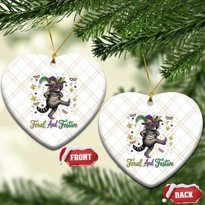 Mardi Gras Raccoon Ceramic Ornament Feral And Festive TS14 Print Your Wear