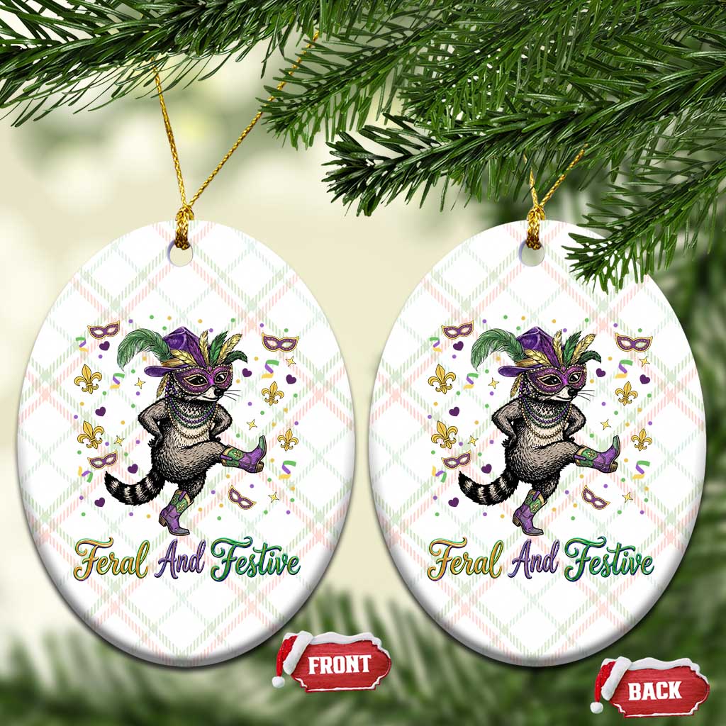 Mardi Gras Raccoon Ceramic Ornament Feral And Festive TS14 Print Your Wear