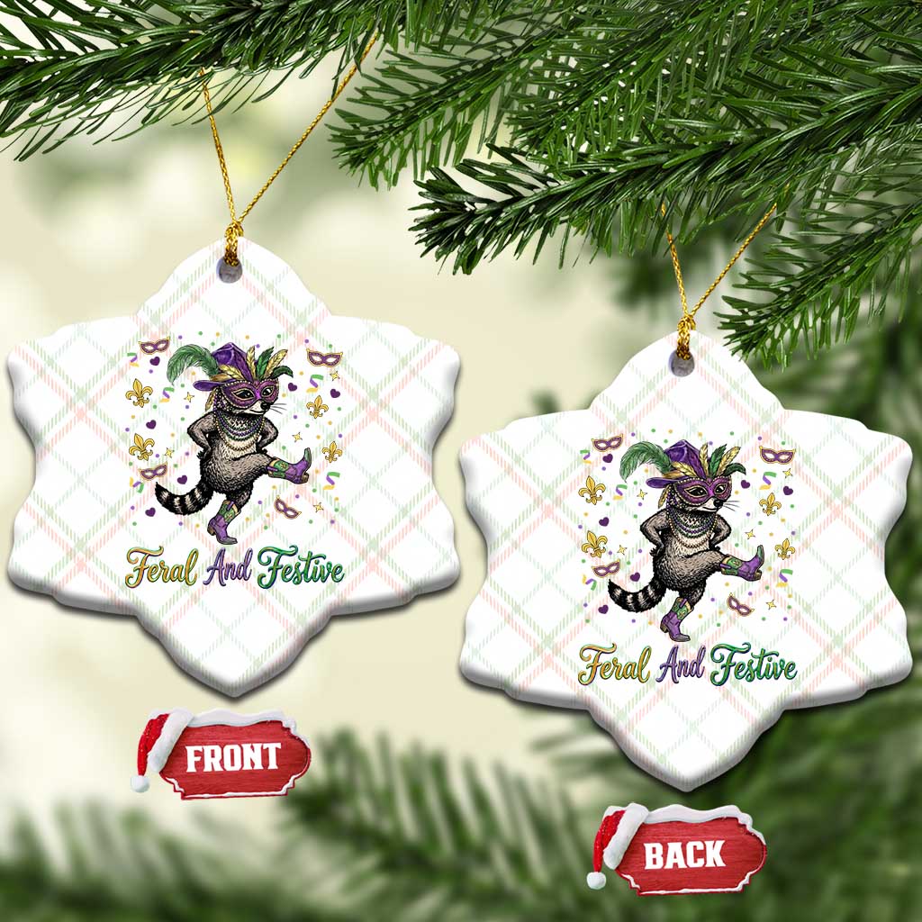 Mardi Gras Raccoon Ceramic Ornament Feral And Festive TS14 Print Your Wear