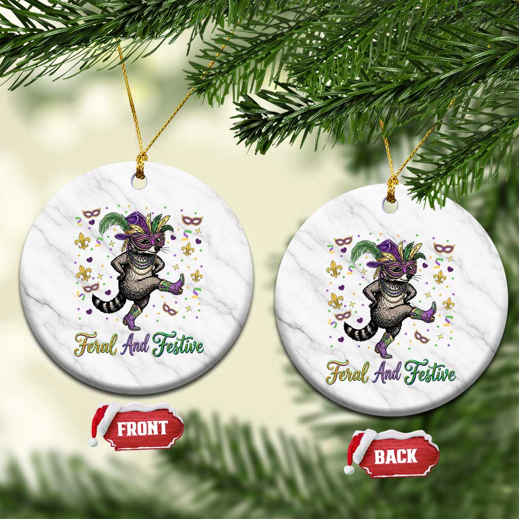 Mardi Gras Raccoon Ceramic Ornament Feral And Festive TS14 1pc White Marble Print Your Wear