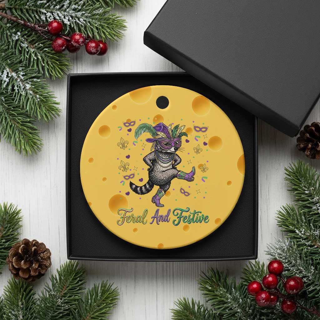 Mardi Gras Raccoon Ceramic Ornament Feral And Festive TS14 1pc Yellow Cheese Print Your Wear