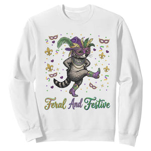 Mardi Gras Raccoon Sweatshirt Feral And Festive TS14 White Print Your Wear