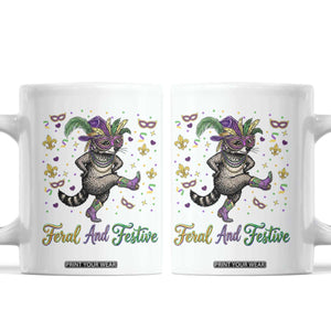 Mardi Gras Raccoon Coffee Mug Feral And Festive TS14 White Print Your Wear