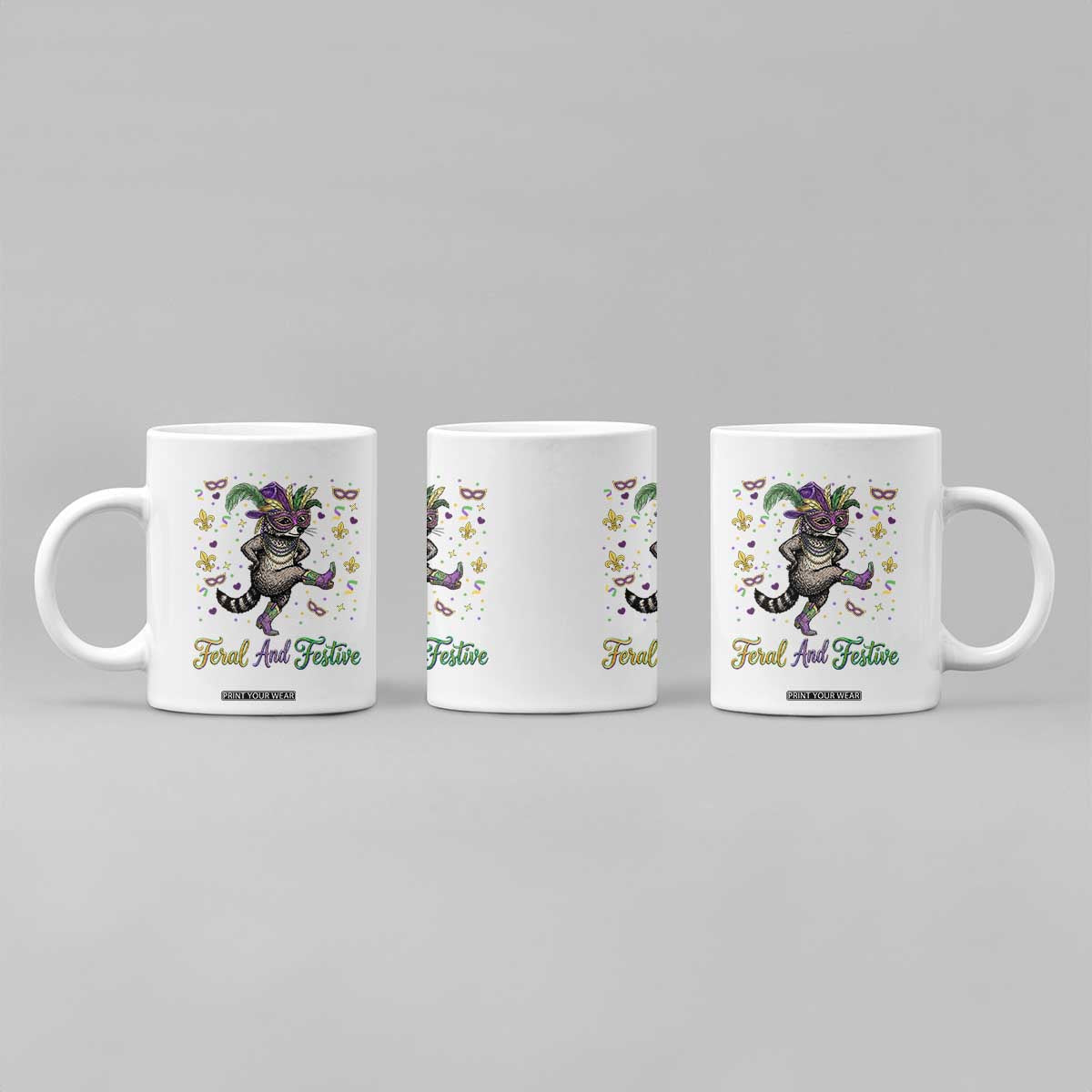Mardi Gras Raccoon Coffee Mug Feral And Festive TS14 Print Your Wear