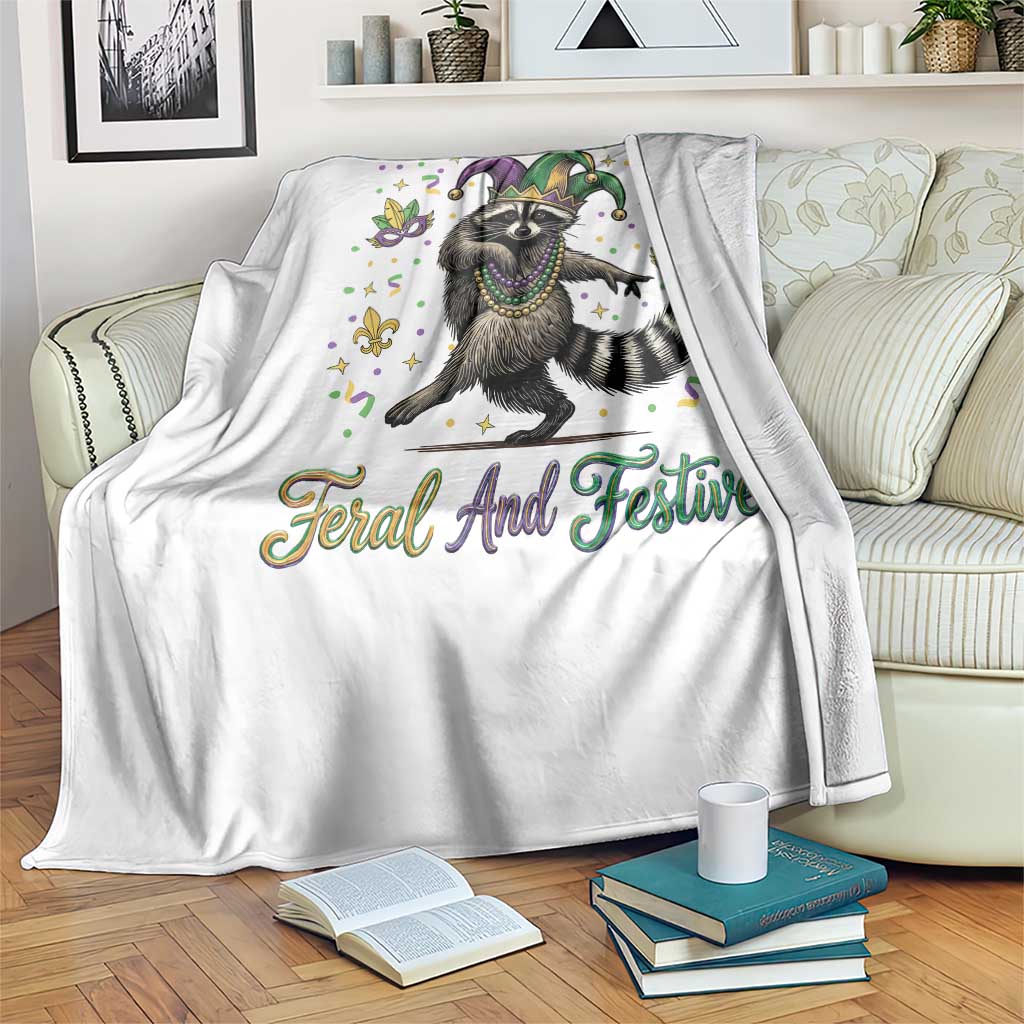 Mardi Gras Raccoon Throw Blanket Feral And Festive Trased Panda TS14 Print Your Wear