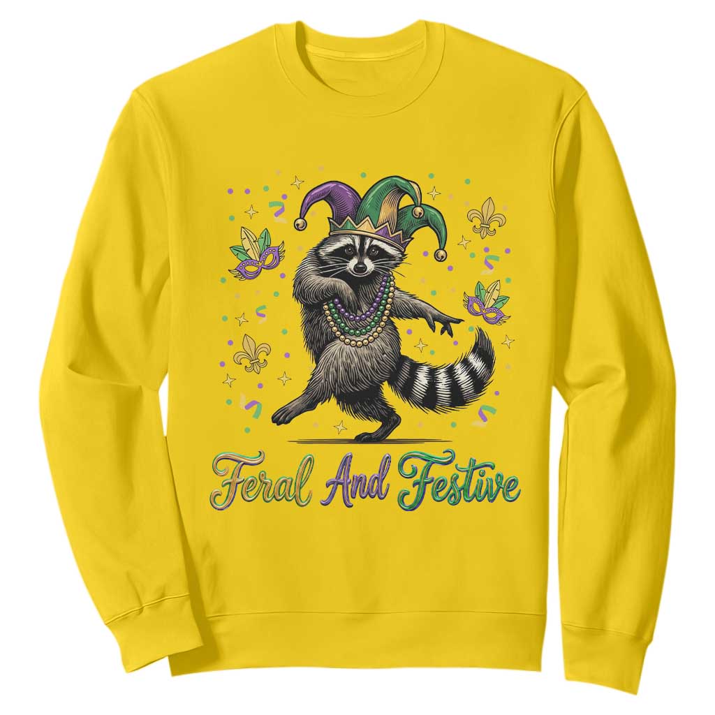 Mardi Gras Raccoon Sweatshirt Feral And Festive Trased Panda TS14 Daisy Print Your Wear
