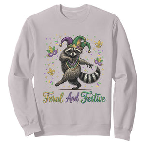 Mardi Gras Raccoon Sweatshirt Feral And Festive Trased Panda TS14 Ice Gray Print Your Wear