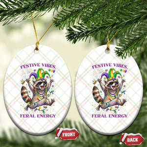 Mardi Gras Raccoon Ceramic Ornament Festive Vibes Feral Energy TS14 Print Your Wear