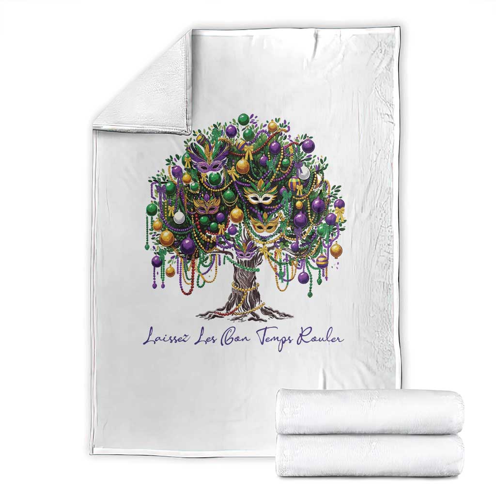 Mardi Gras Mask Tree Throw Blanket Laissez Les Bon Temps Rouler TS14 White Print Your Wear