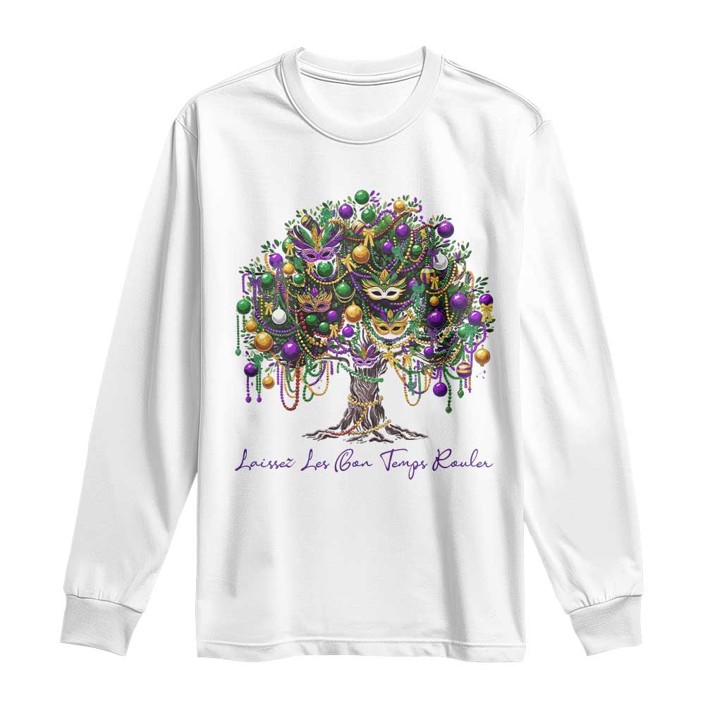 Mardi Gras Mask Tree Long Sleeve Shirt Laissez Les Bon Temps Rouler TS14 White Print Your Wear