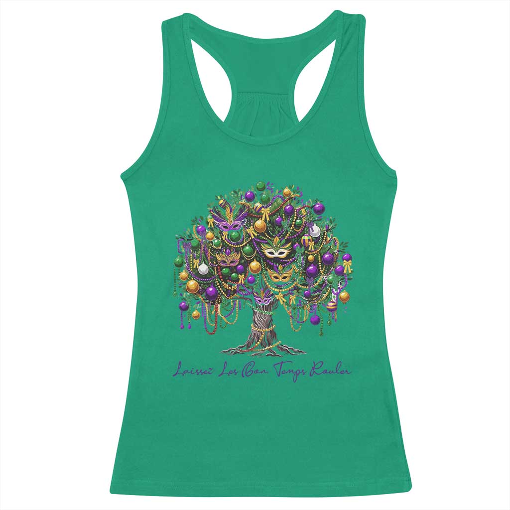 Mardi Gras Mask Tree Racerback Tank Top Laissez Les Bon Temps Rouler TS14 Irish Green Print Your Wear