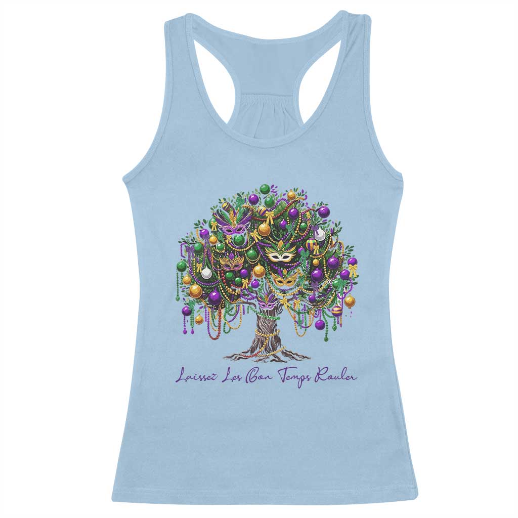 Mardi Gras Mask Tree Racerback Tank Top Laissez Les Bon Temps Rouler TS14 Light Blue Print Your Wear