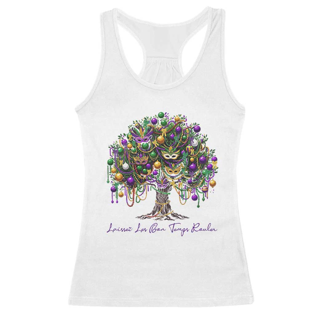 Mardi Gras Mask Tree Racerback Tank Top Laissez Les Bon Temps Rouler TS14 White Print Your Wear