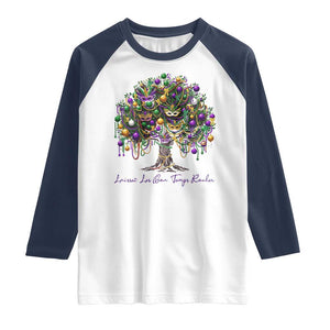 Mardi Gras Mask Tree Raglan Shirt Laissez Les Bon Temps Rouler TS14 White Navy Print Your Wear