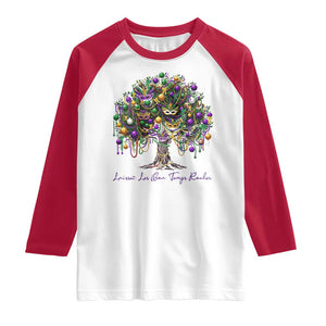 Mardi Gras Mask Tree Raglan Shirt Laissez Les Bon Temps Rouler TS14 White Red Print Your Wear