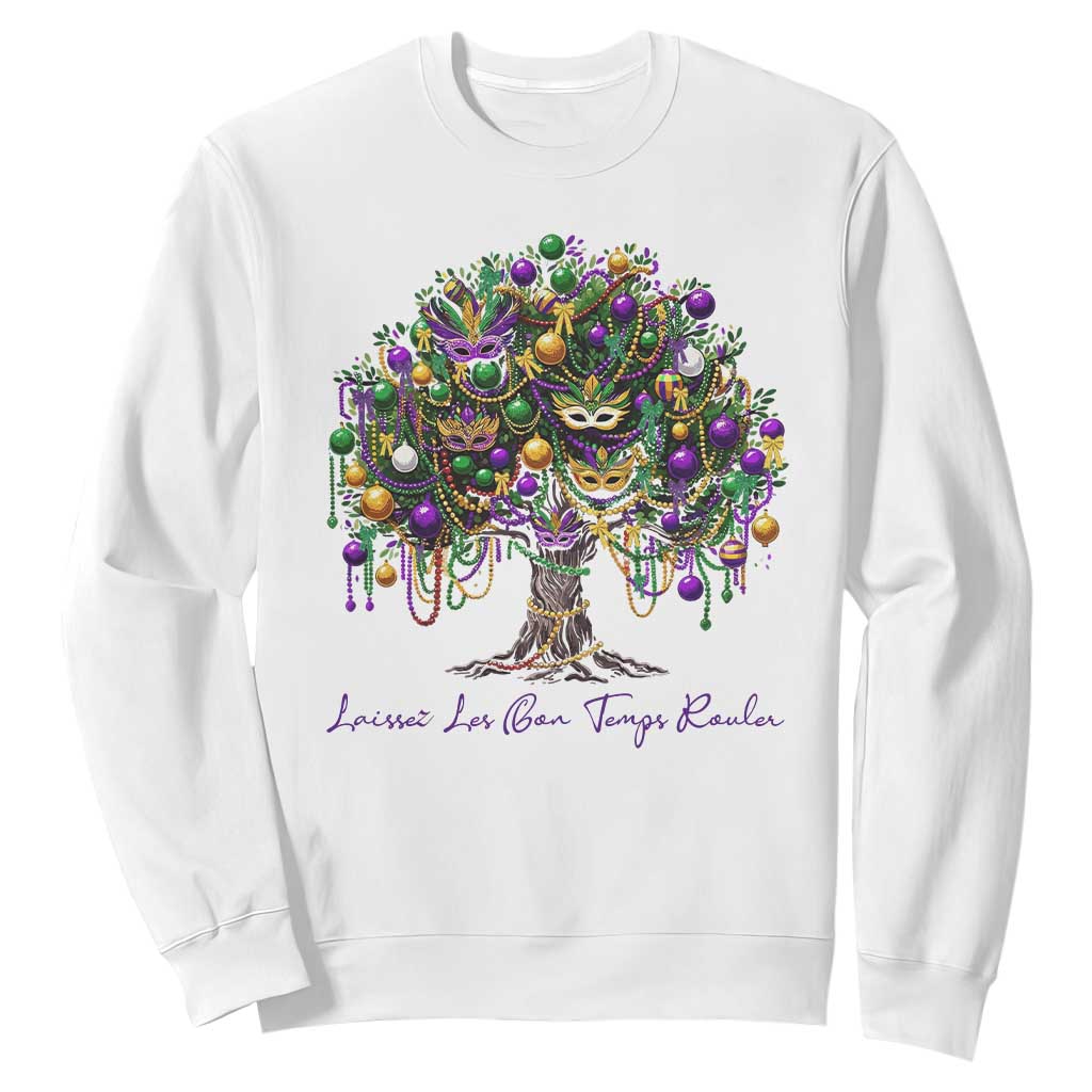 Mardi Gras Mask Tree Sweatshirt Laissez Les Bon Temps Rouler TS14 White Print Your Wear