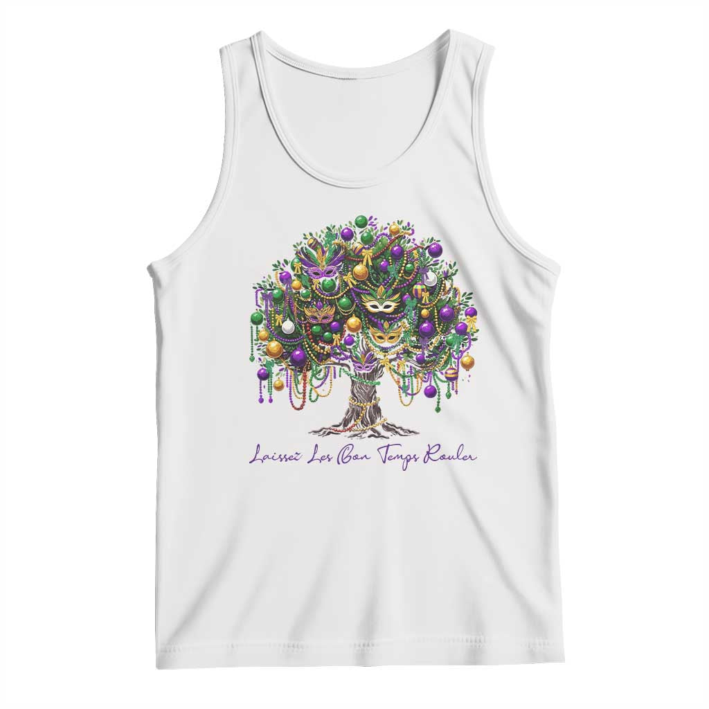 Mardi Gras Mask Tree Tank Top Laissez Les Bon Temps Rouler TS14 White Print Your Wear