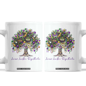 Mardi Gras Mask Tree Coffee Mug Laissez Les Bon Temps Rouler TS14 White Print Your Wear