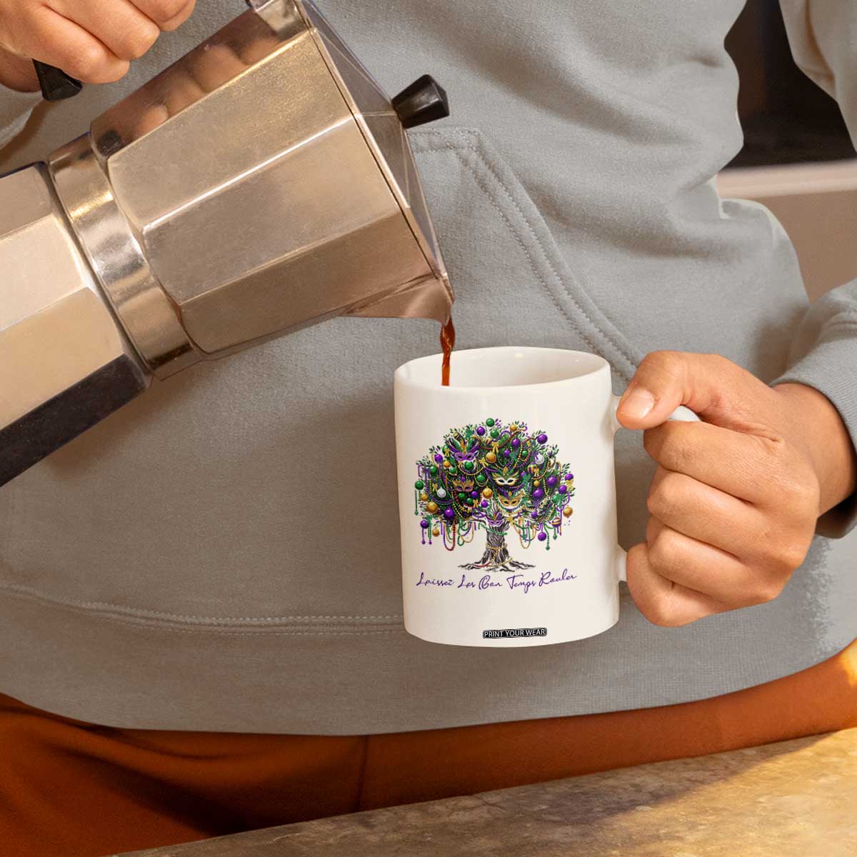 Mardi Gras Mask Tree Coffee Mug Laissez Les Bon Temps Rouler TS14 Print Your Wear