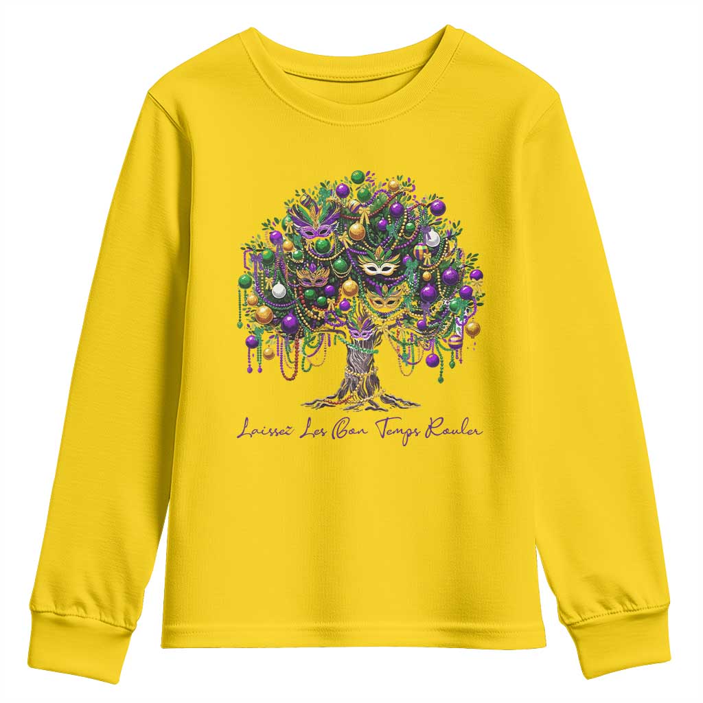 Mardi Gras Mask Tree Youth Sweatshirt Laissez Les Bon Temps Rouler TS14 Daisy Print Your Wear