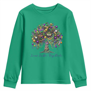 Mardi Gras Mask Tree Youth Sweatshirt Laissez Les Bon Temps Rouler TS14 Irish Green Print Your Wear