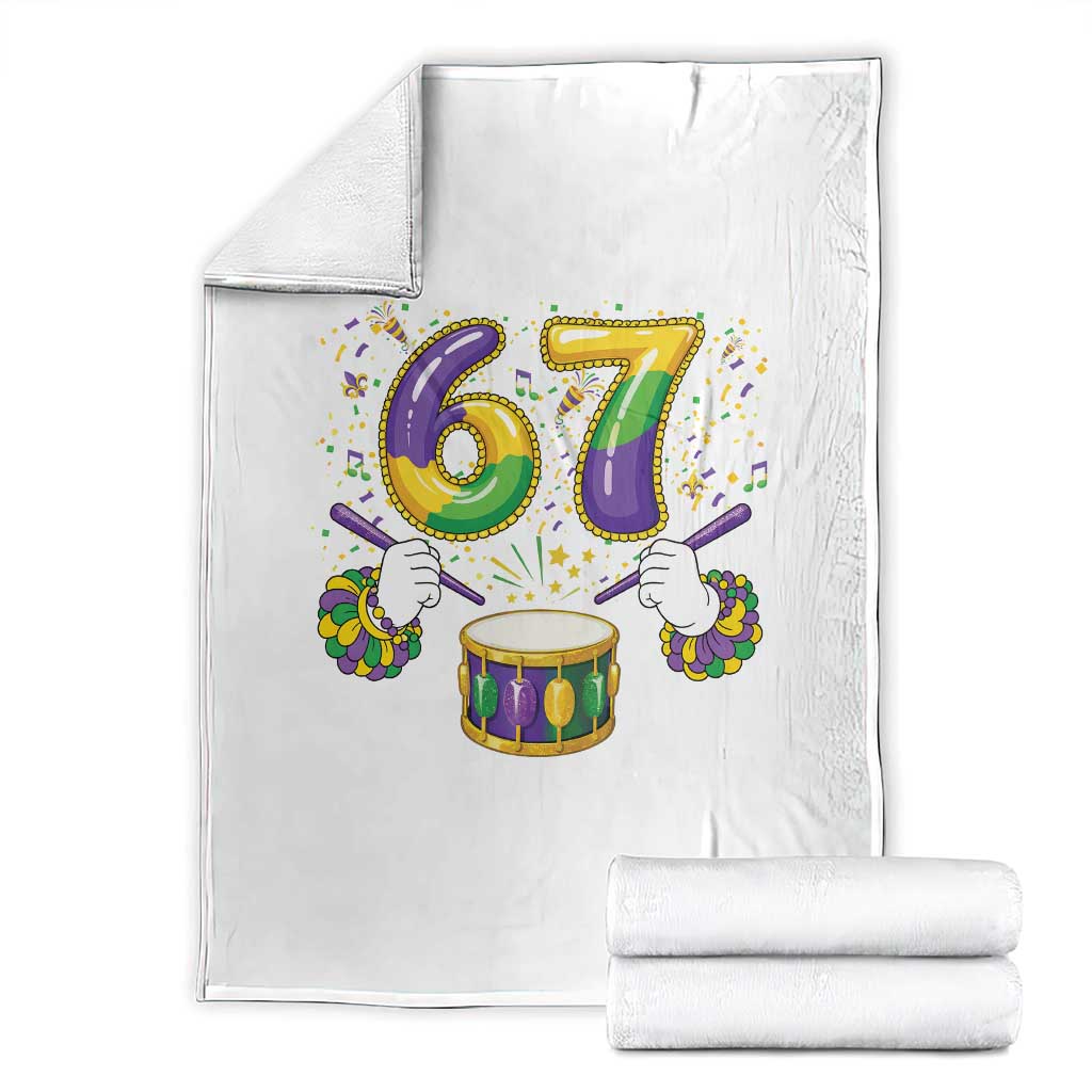 67 Mardi Gras Meme Throw Blanket Funny Six Seven Carnival Trendy TS14 White Print Your Wear