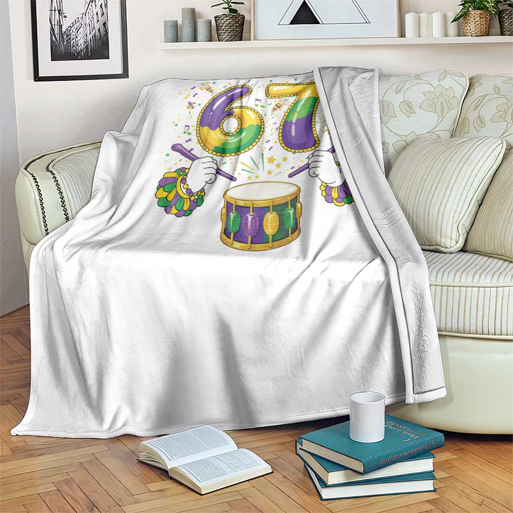 67 Mardi Gras Meme Throw Blanket Funny Six Seven Carnival Trendy TS14 Print Your Wear