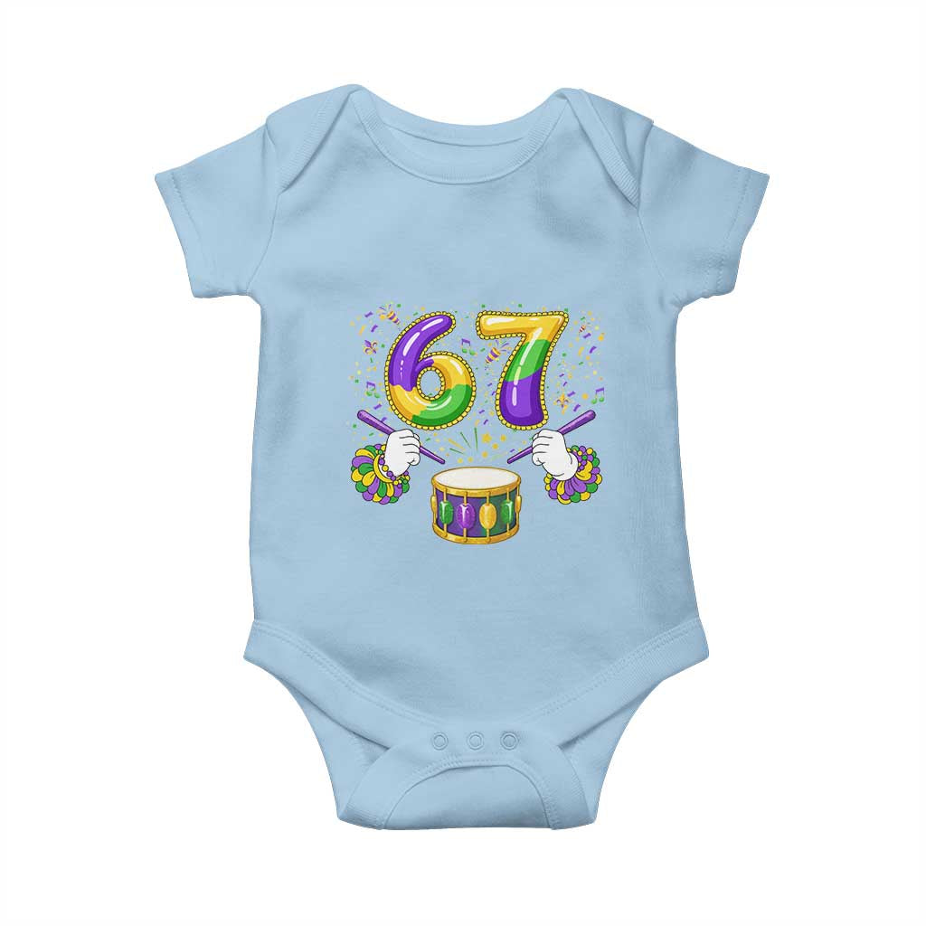 67 Mardi Gras Meme Baby Onesie Funny Six Seven Carnival Trendy TS14 Light Blue Print Your Wear