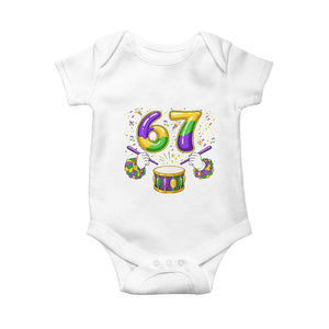 67 Mardi Gras Meme Baby Onesie Funny Six Seven Carnival Trendy TS14 White Print Your Wear