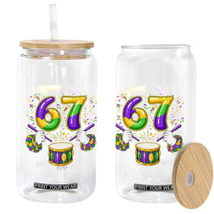 67 Mardi Gras Meme Glass Can Funny Six Seven Carnival Trendy TS14 Print Your Wear