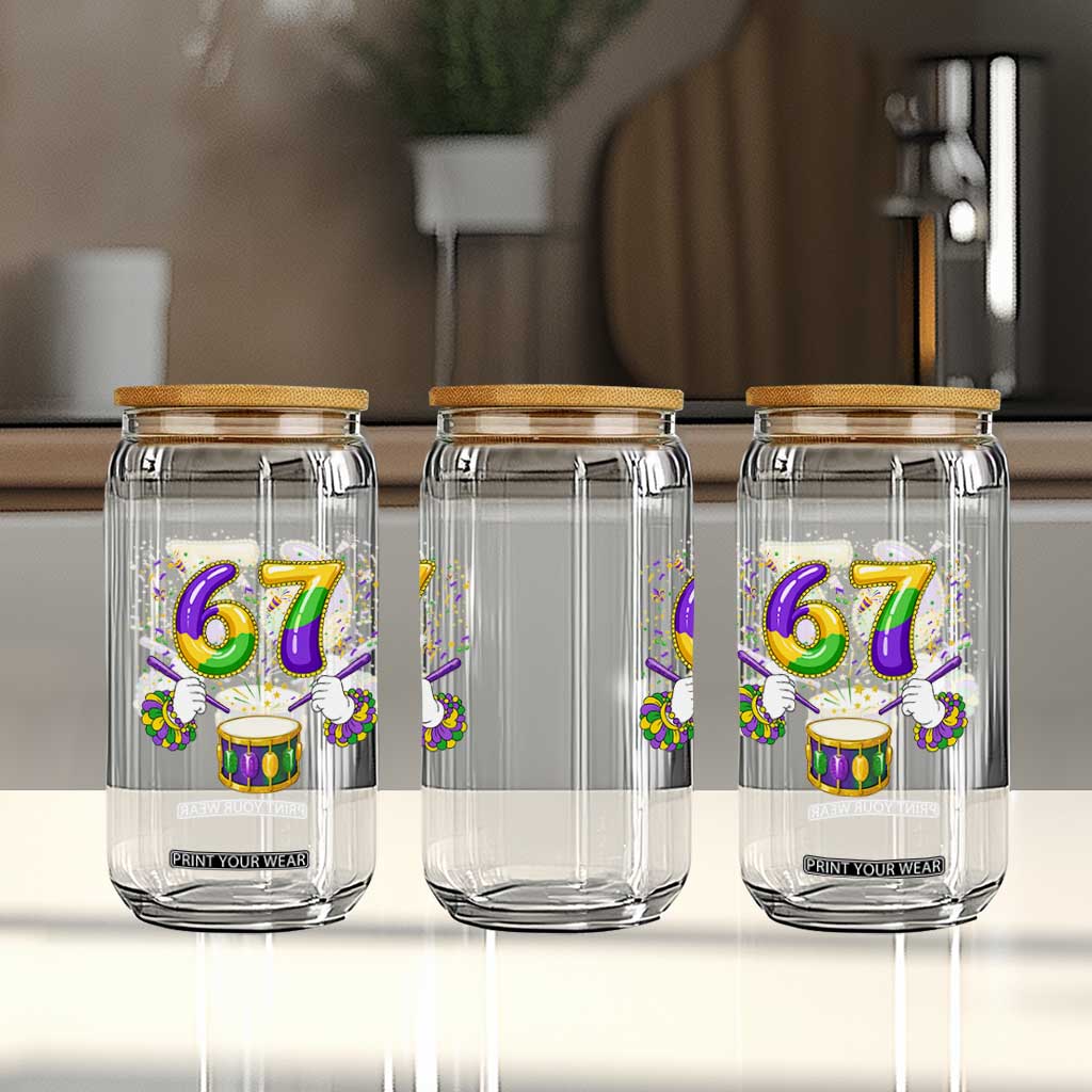 67 Mardi Gras Meme Glass Can Funny Six Seven Carnival Trendy TS14 Print Your Wear